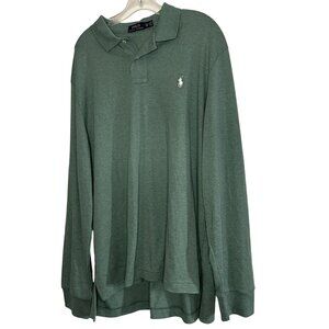 POLO Ralph Lauren 2XL TTG Mens Green Long Sleeve Cotton Polo